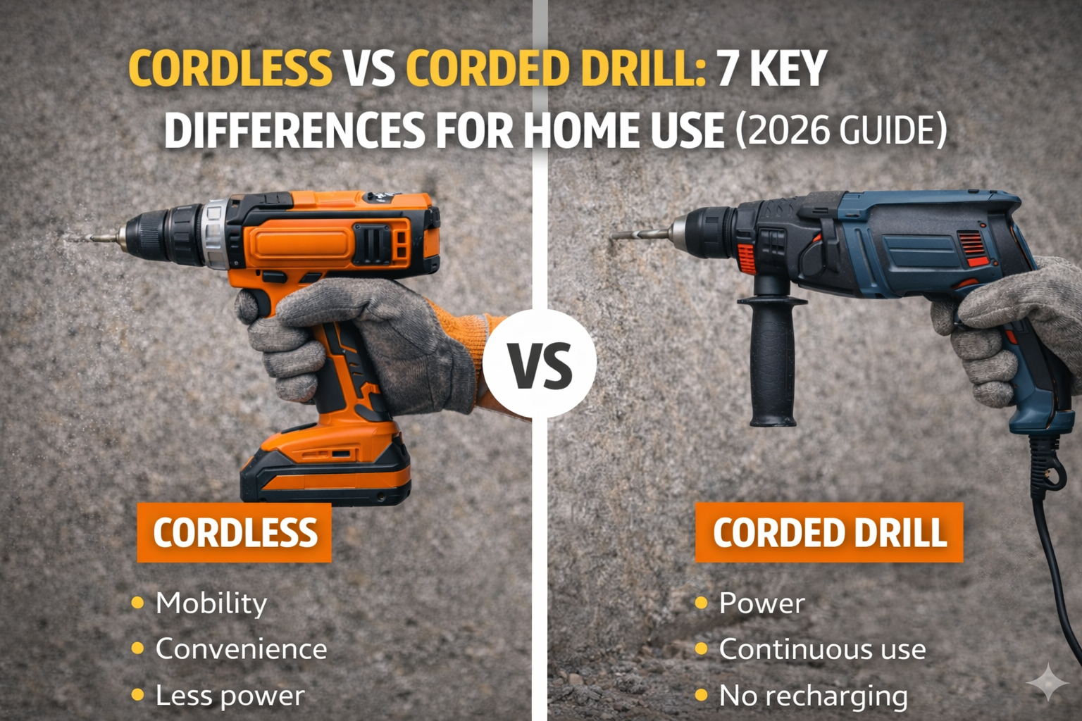 Cordless vs Corded Drill: 7 Key Differences for Home Use (2026 Guide)