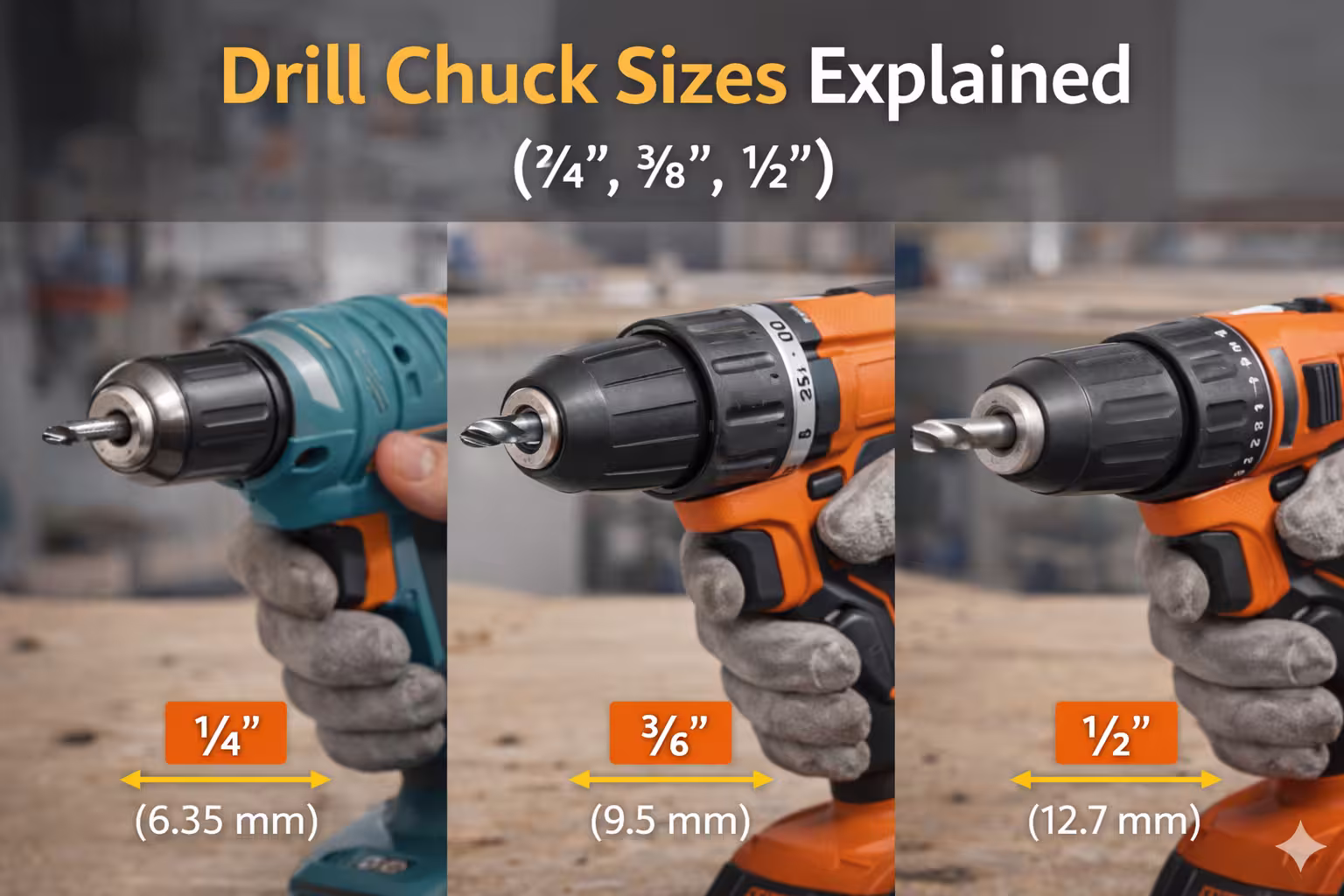 Drill Chuck Sizes Explained (¼”, ⅜”, ½”)