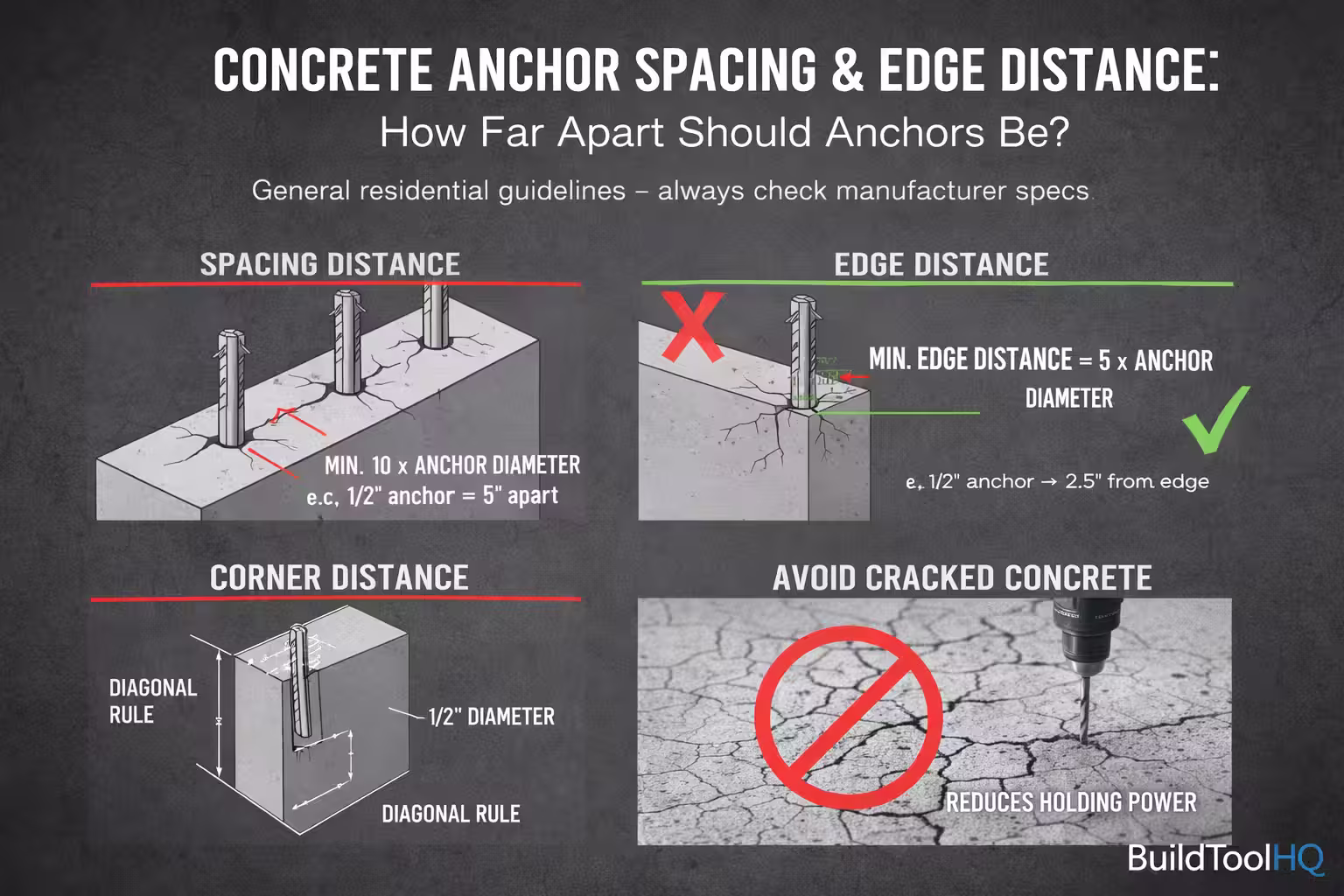 Concrete Anchor Spacing & Edge Distance: How Far Apart Should Anchors Be?